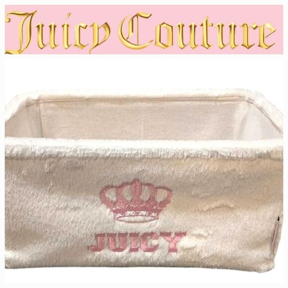 Juicy Couture Home JUICY Bold Crown Logo Velour Decorative Storage Basket - Picture 1 of 8
